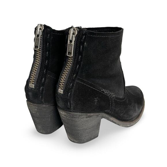 Frye Leslie Black Suede Artisan Western Boots Womens Size 7.5 Zip Back - Picture 6 of 8